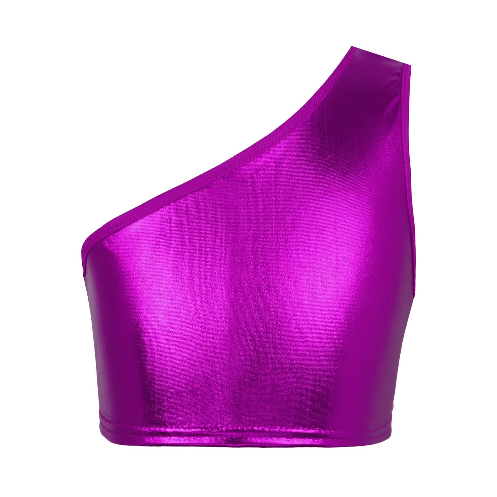 Aislor Niñas Sujetador de Deporte Danza Crop Top Corto Brillante Camiseta Deportiva Tank Top Métalico de Danza Baile Actuación Ropa Deportiva Gimnasia Fitness