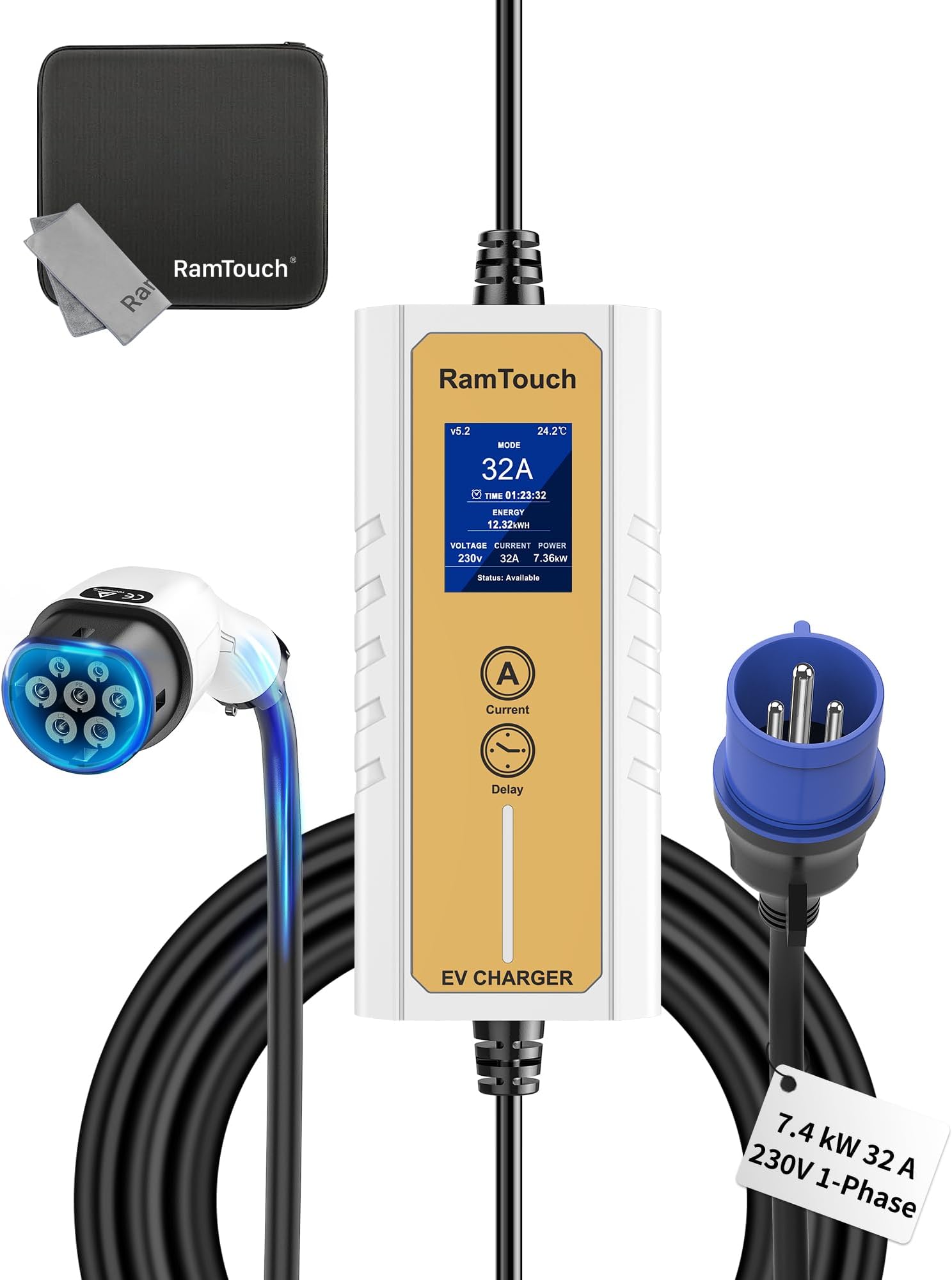 Evjuicion Ladekabel Typ 2 Schuko 15m - 3,68kW Ladegerät Für Elektroauto