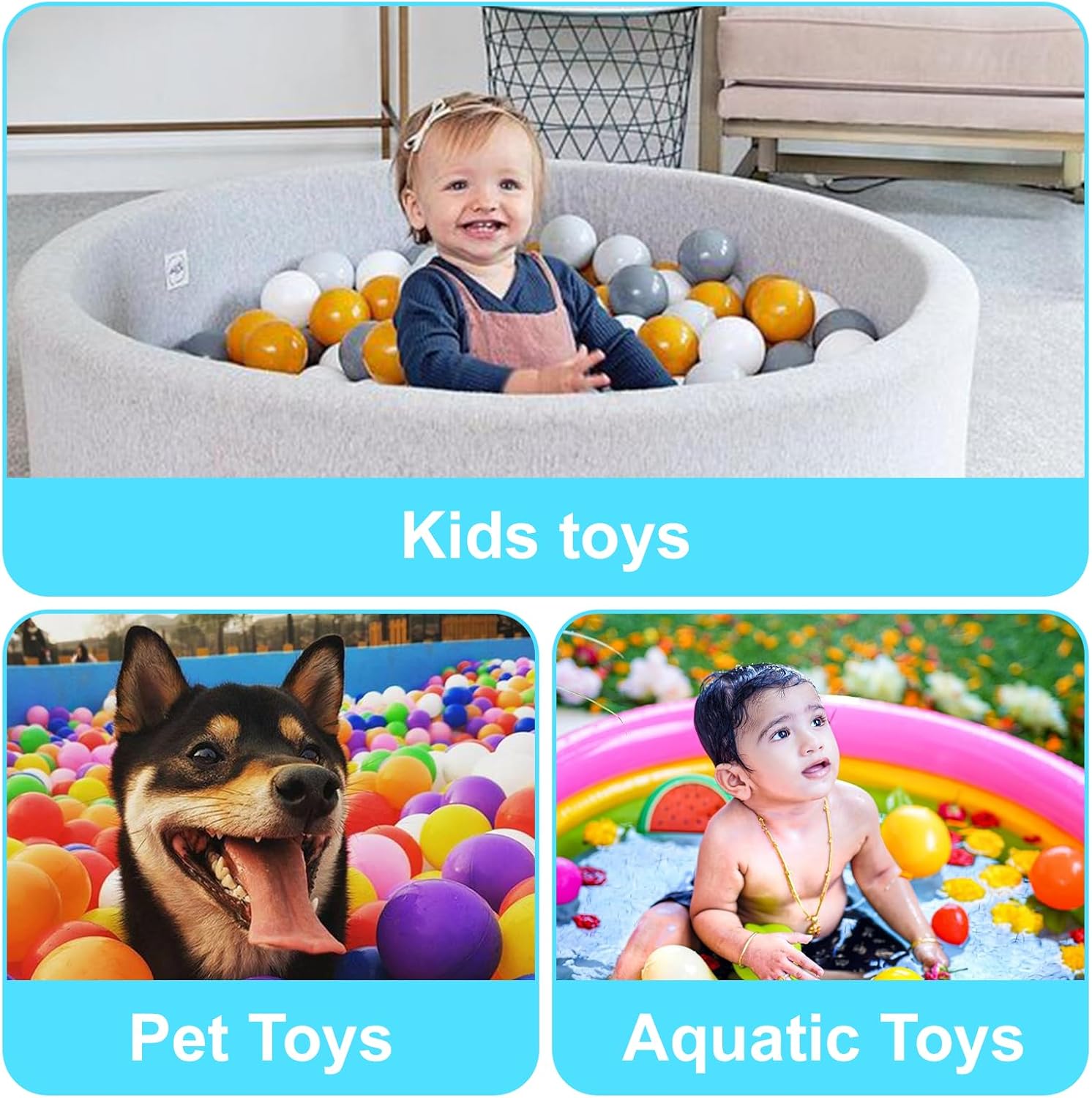 MoonxHome Ball Pit Balls for Toddlers, Plastic Balls for Ball Pit, BPA Free Crush Proof, Kid's Pool Water Toys for Play Tent 2.15"