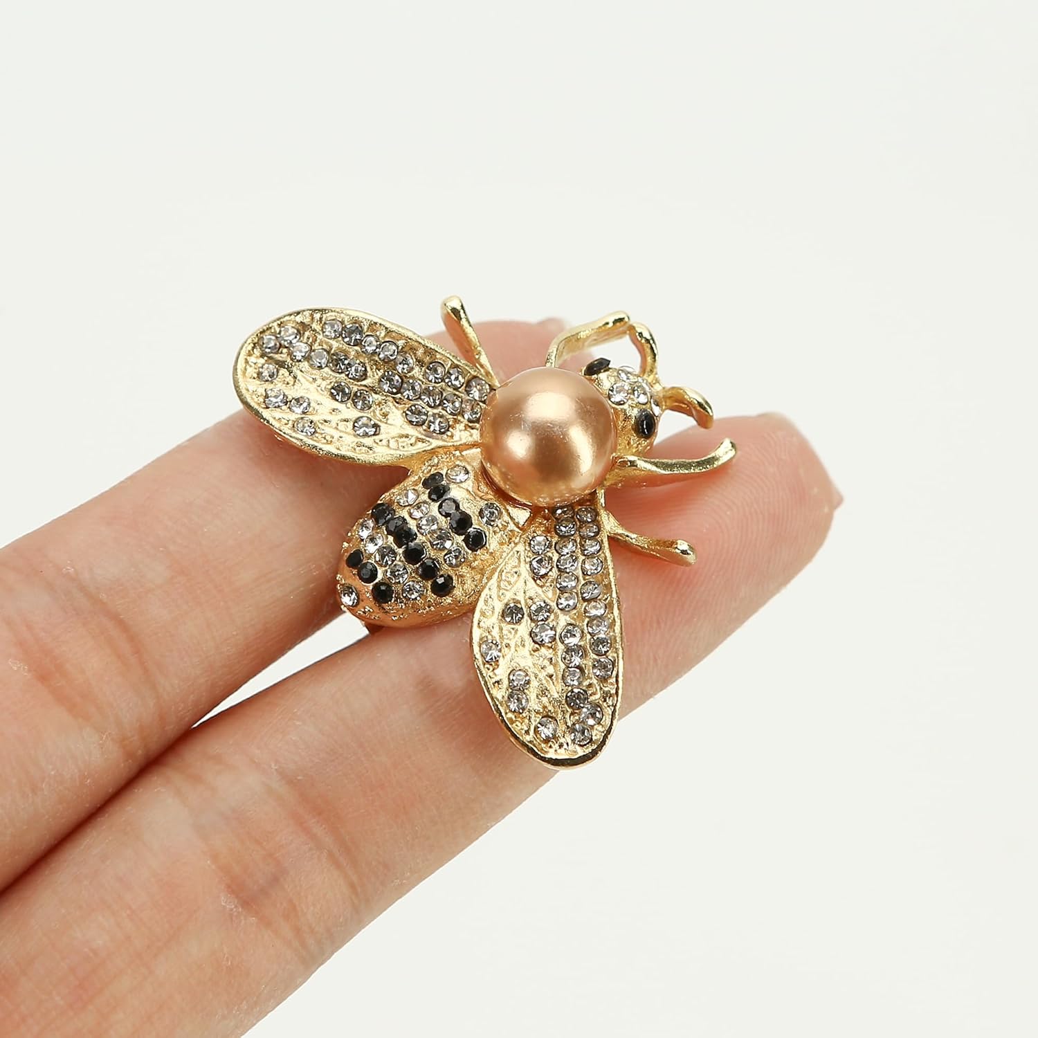16 PCS Honey Bee Brooch Pins Bulk - Gold Designer Brooches for Women - Crystal Insect Themed with Faux Pearl - Fashion Lapel Gift for Birthday, Dating, Party, Anniversary - Image 3