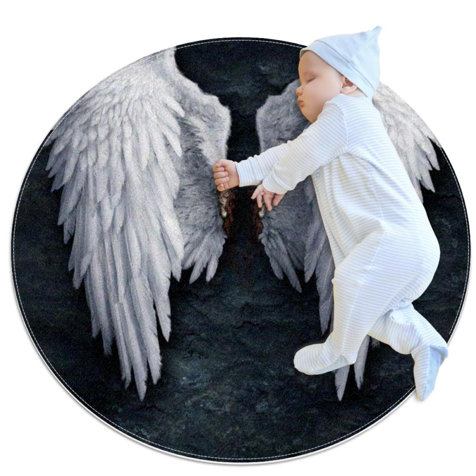 Tapis de salle de bain ailes d'ange cassées rond 1m pour chambre