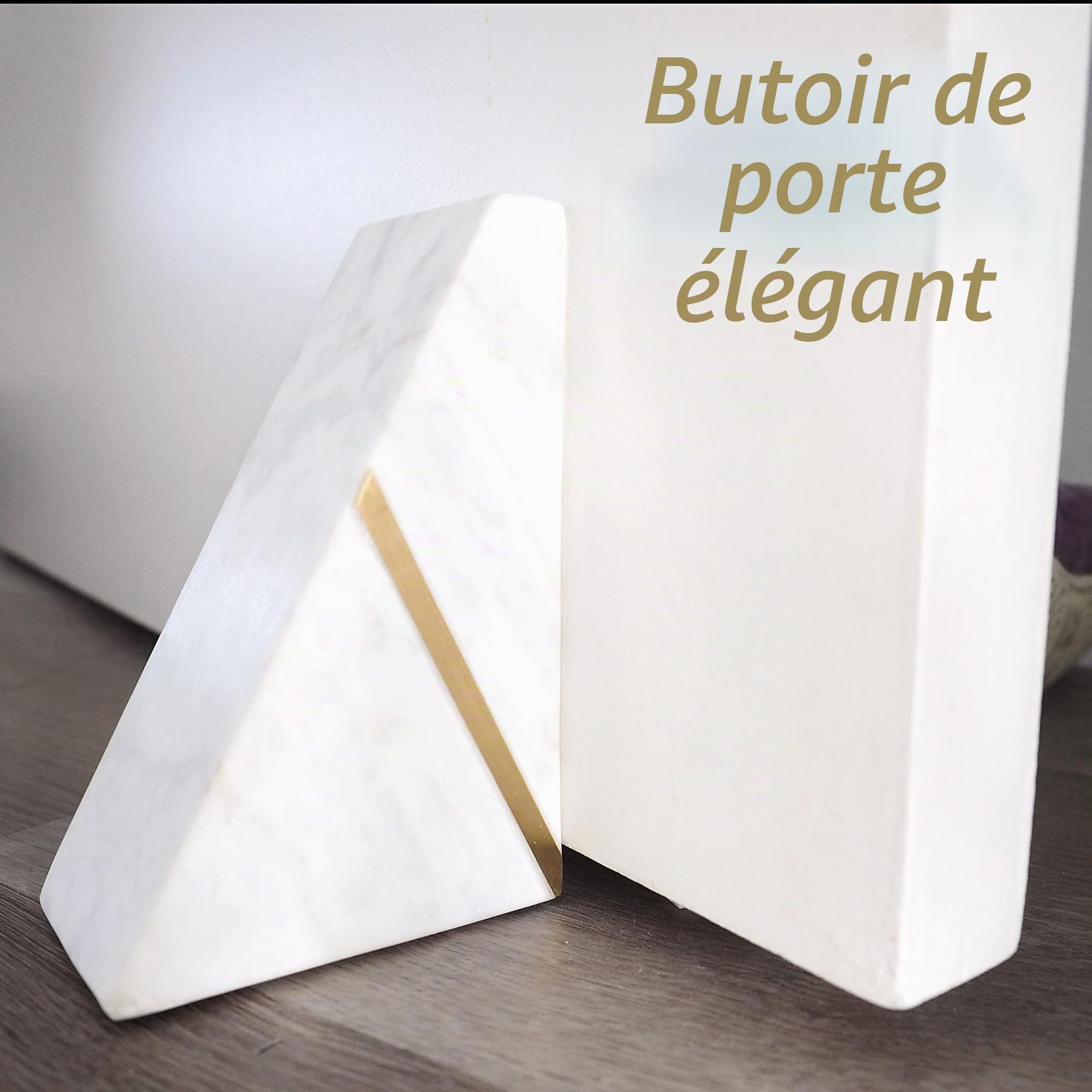 Lot de 2 Serre-Livres en marbre fabriqué à la Main avec Fond antidérapant Solide pour la Maison, la Cuisine, Le Bureau