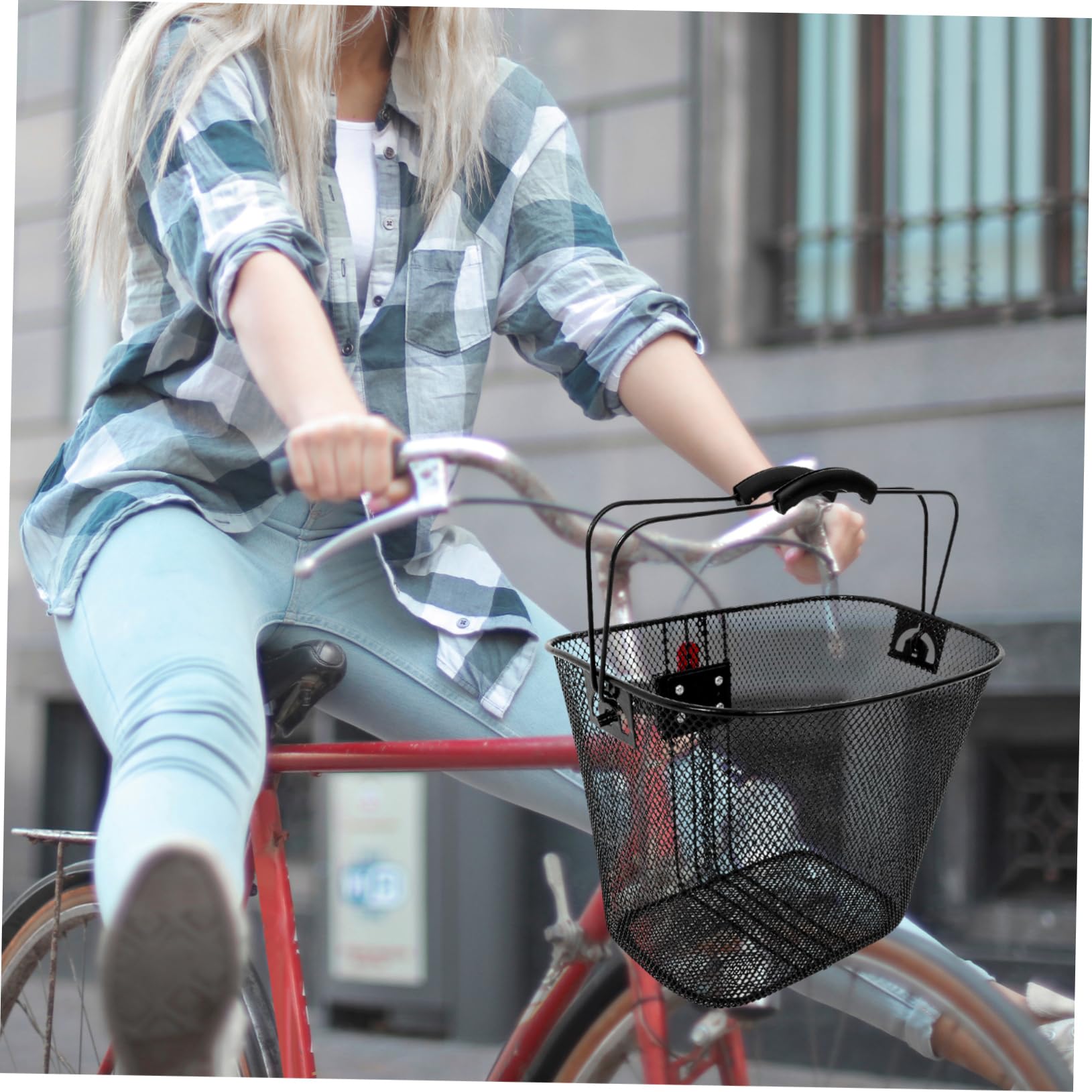 UPKOCH Cesta de Bicicleta Desmontable de Hierro y Plástico Negro | Uso Exterior, Estable y Resistente, Diseño Portátil, Compatible Manillar Delantero
