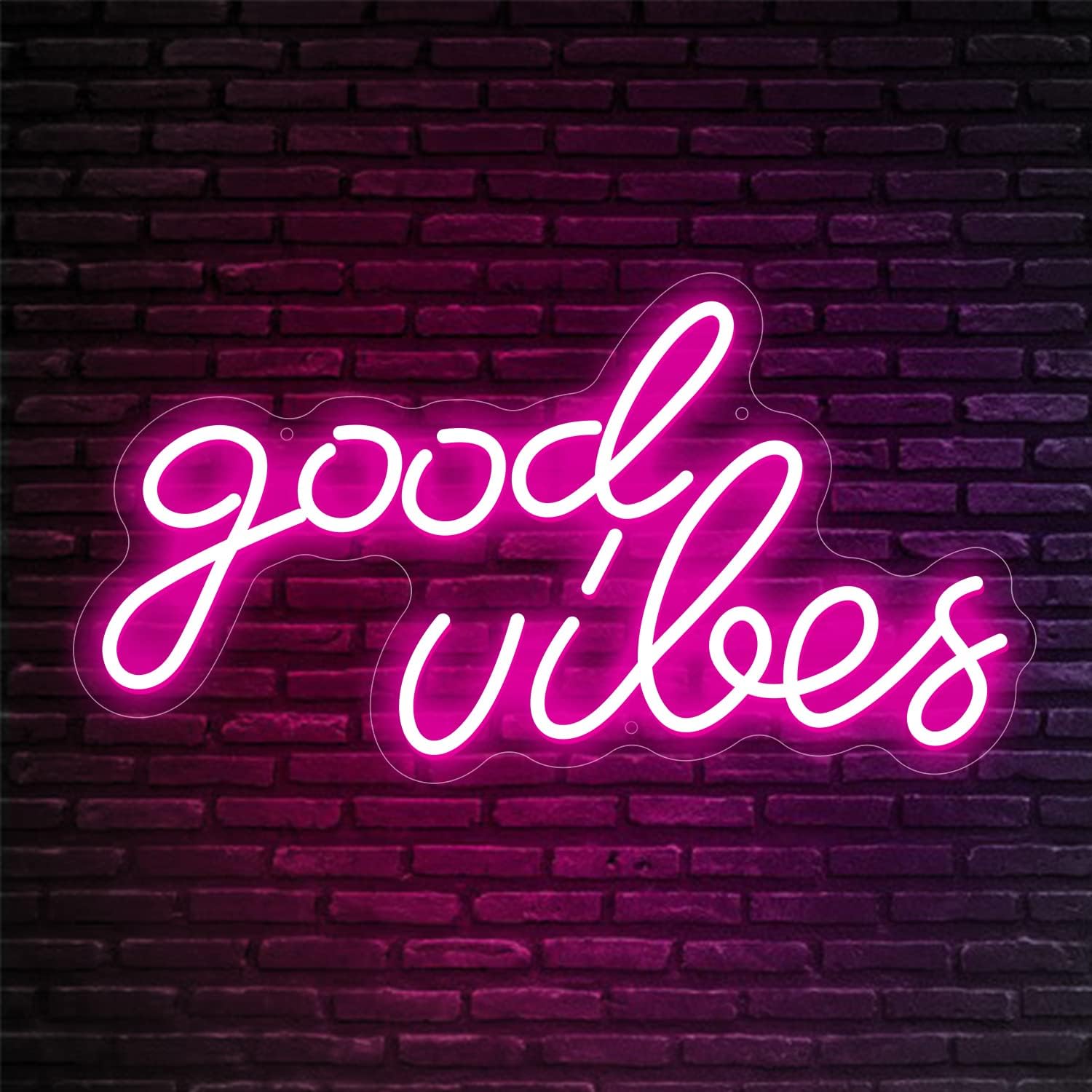 Good Vibes Neon Signs for Bedroom Wall Decor,Dimmable Neon Light Sign for Wedding Events, Bedroom, Birthday Party (Purple)
