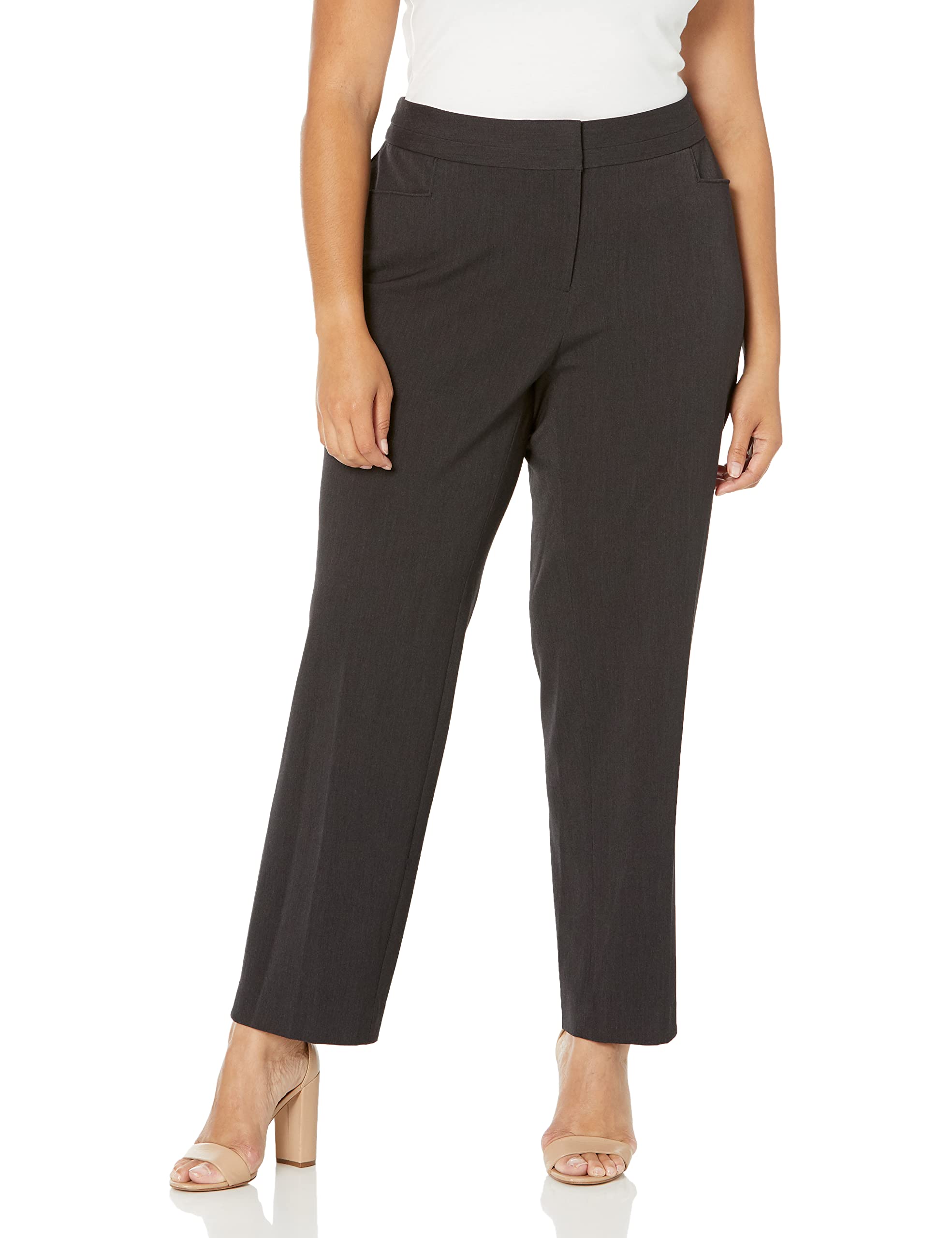 Rafaella Womens Plus Size Curvy Gabardine Slim Leg Stretch Dress Pant 32-inch Inseam Pull-on with Pockets Size 16-22