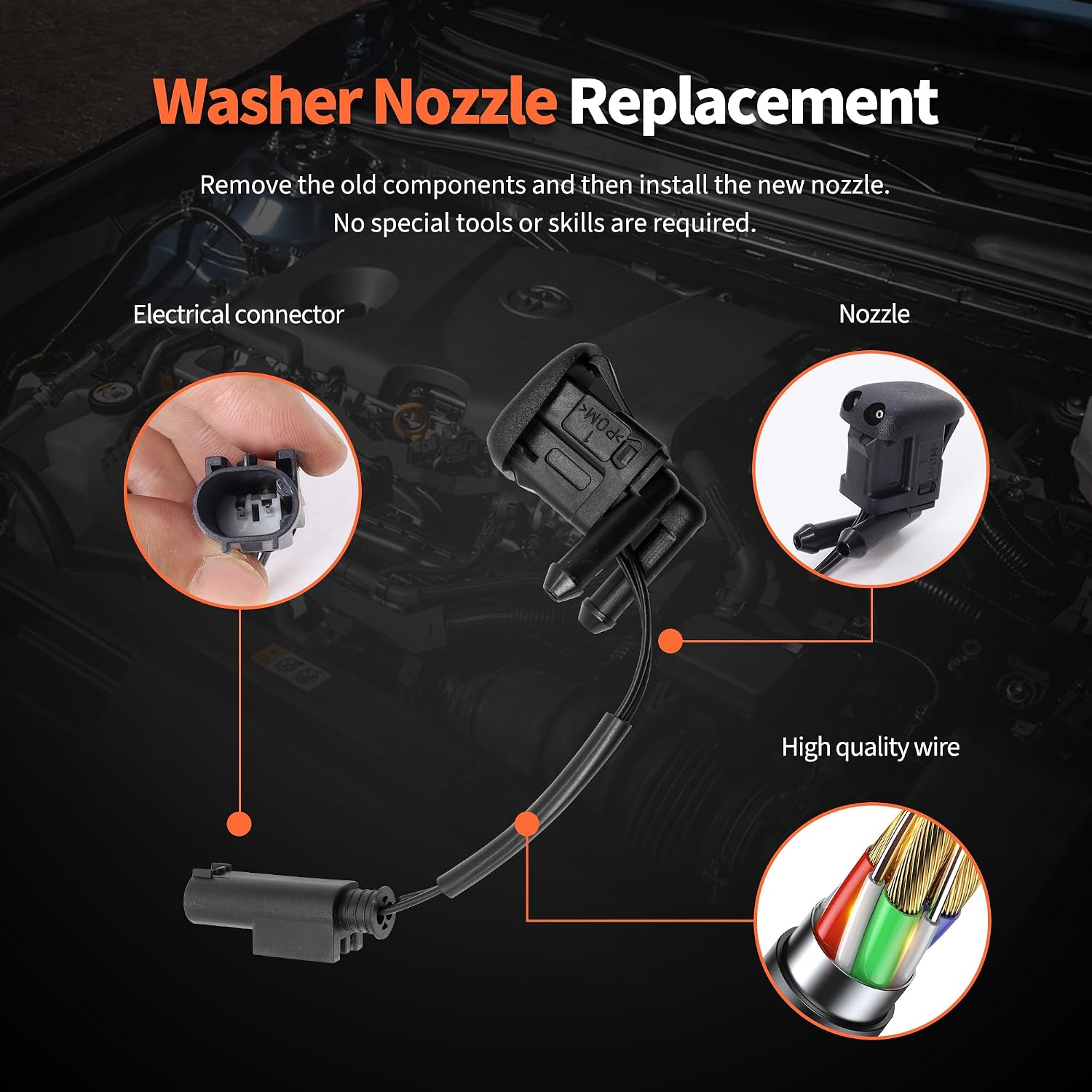 HiSport 2PCS Heated Windshield Washer Nozzles 61668361042