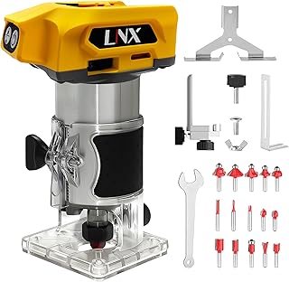 Cordless Router Tool for Dewalt 20V battery, 800W Wood Router Trimmer with 5 Speeds,