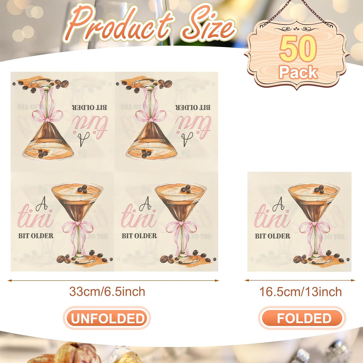 50Pcs Espresso Martini Napkins, 2 Ply A Tiny Bit Older Napkins Martini Cocktail Napkins for Espresso Martini Decor, Birthday Decorations, Tiny Bit Older Party Decor, Bridal Shower