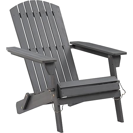 Amazon Aware FSC Certified Outdoor Folding Adirondack Chair, Acacia Wood, Dark Gray