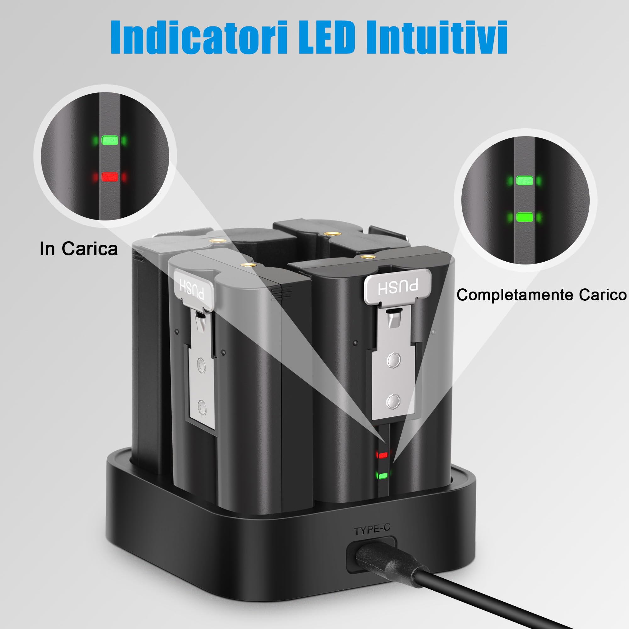 JYJZPB 4 Batterie Sostitutive per Ring Doorbell, Batterie Ricaricabili per Telecamera da 7200mAh Con Stazione di Ricarica Compatibili per Ring Video Doorbell 2/3/3 Plus/4, Spotlight Cam, Stick Up Cam
