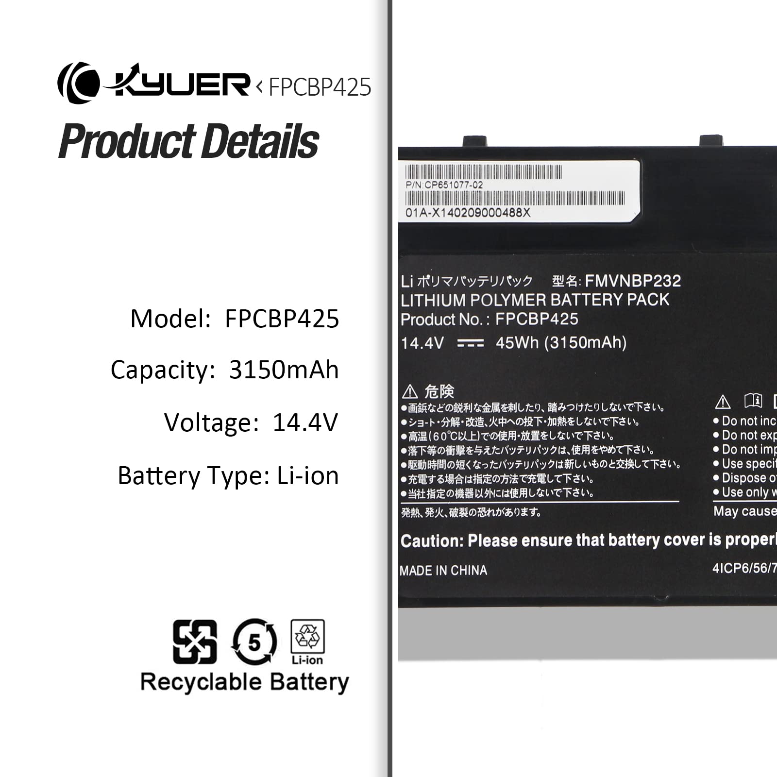 45Wh FPCBP425 FPCBP425AP Bateria do Fujitsu LifeBook U745 T904 T935 T936 VFY i7-5600u i5-5200u T9040MXA11DE T9040MXE11NL T9040MXP11DE T9350M451BDE T9350M47APDE 2-in-1 Ultrabook FMVNBP232 FPB0315S