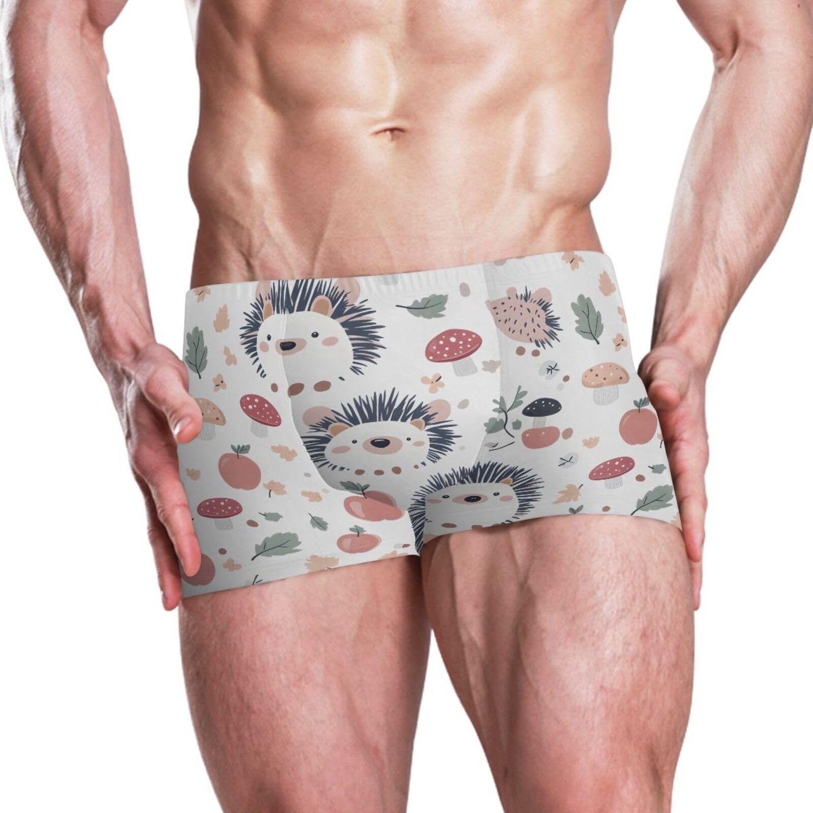 UMIRIKO Cute Hedgehog Mushrooms Men's Swim Trunk Square Leg Swimsuit Swimwear Swim Briefs for Men 2XL 202b9131