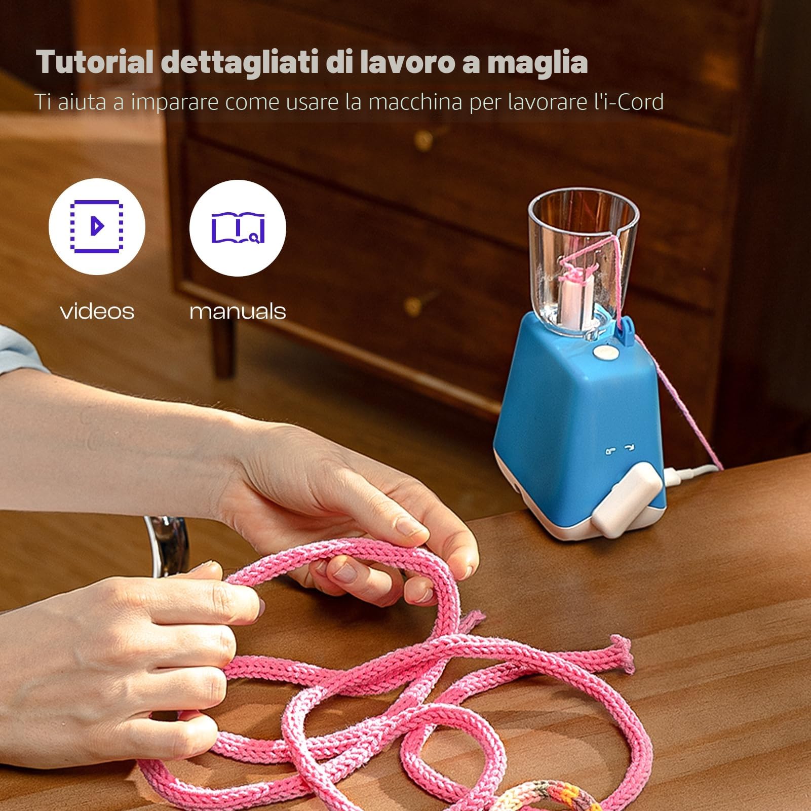 Caydo Tricotin Elettrico, Mulino per Maglieria Tricotin Macchina per Maglieria Creazione di Tubi in Maglia Filo per Tricotin Kit Automatico Strumento per Maglieria Tessitore