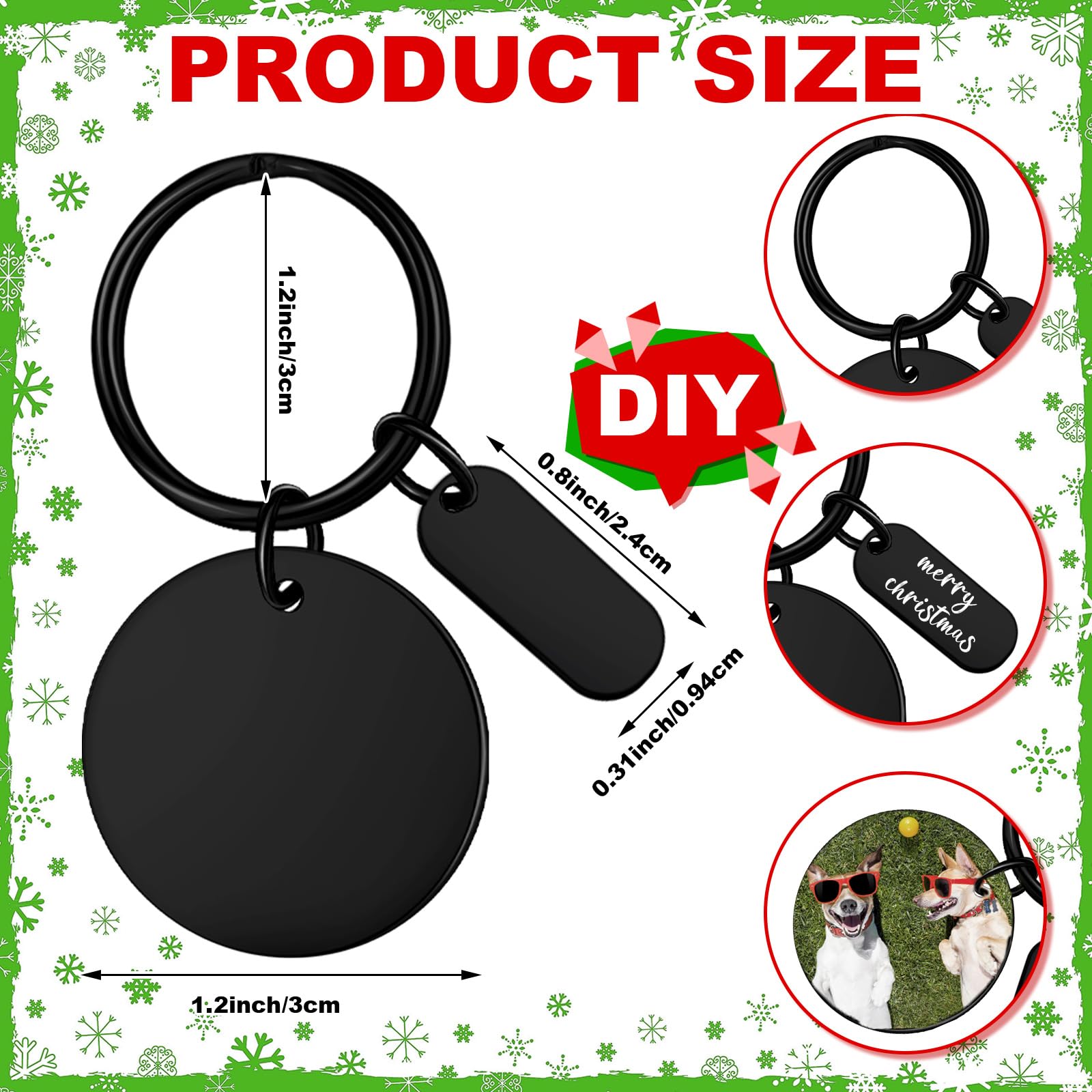 Gisafai 30 Stück gravierbare Metall-Schlüsselanhänger-Rohlinge, Lasergravur, Edelstahl, Rohlinge, Stanzrohlinge, Schmuck, Rohlinge, Schlüsselanhänger, Anhänger, Geschenke für Weihnachten, Basteln,