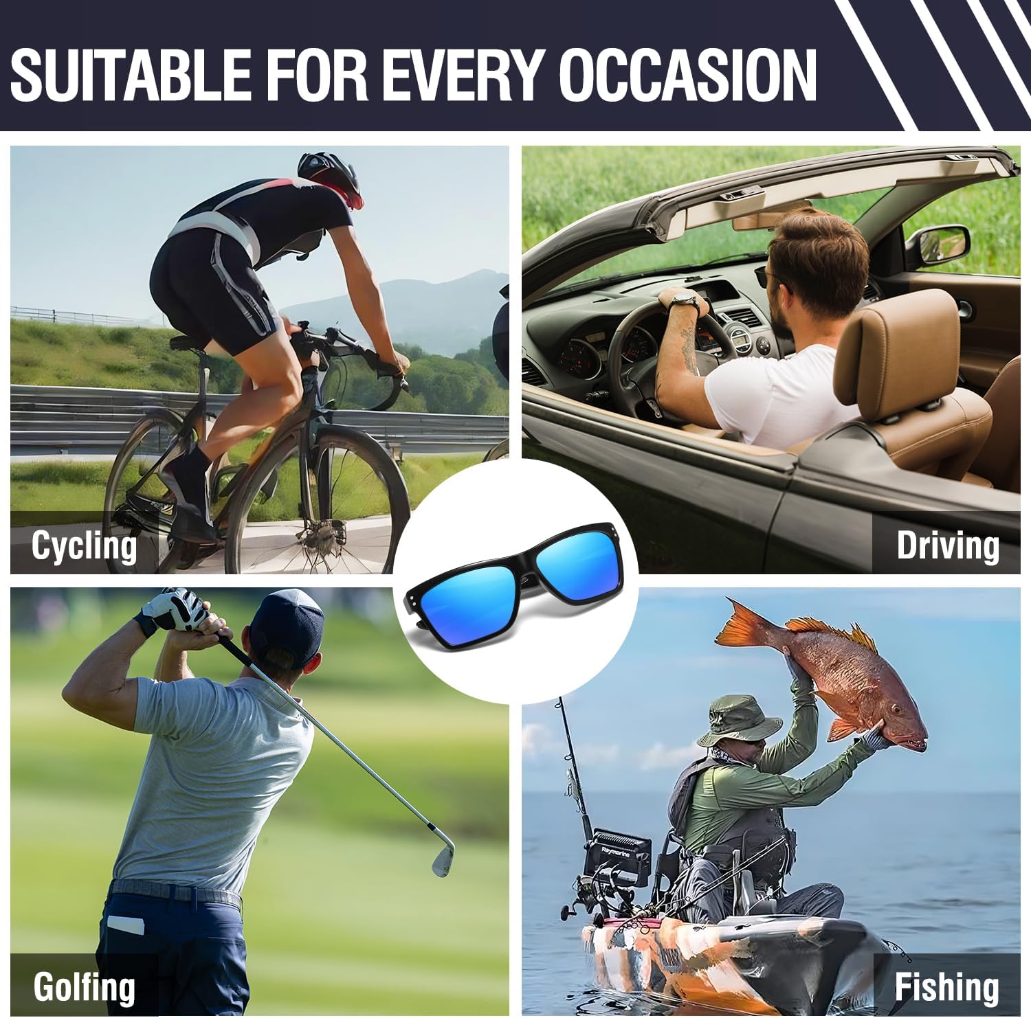 DUCO Polarized Sunglasses for Men Retro Square Shades with UV400 Protection Lightweight for Driving & Running DC6308 - Image 6