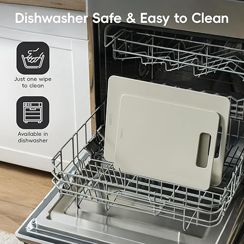 Miniatura 2 de Tablas de Cortar para Cocina [Juego de 2], Tabla de Cortar Compuesta de Fibra de Madera, Apta para Lavavajillas, Tabla de Cortar Antideslizante No