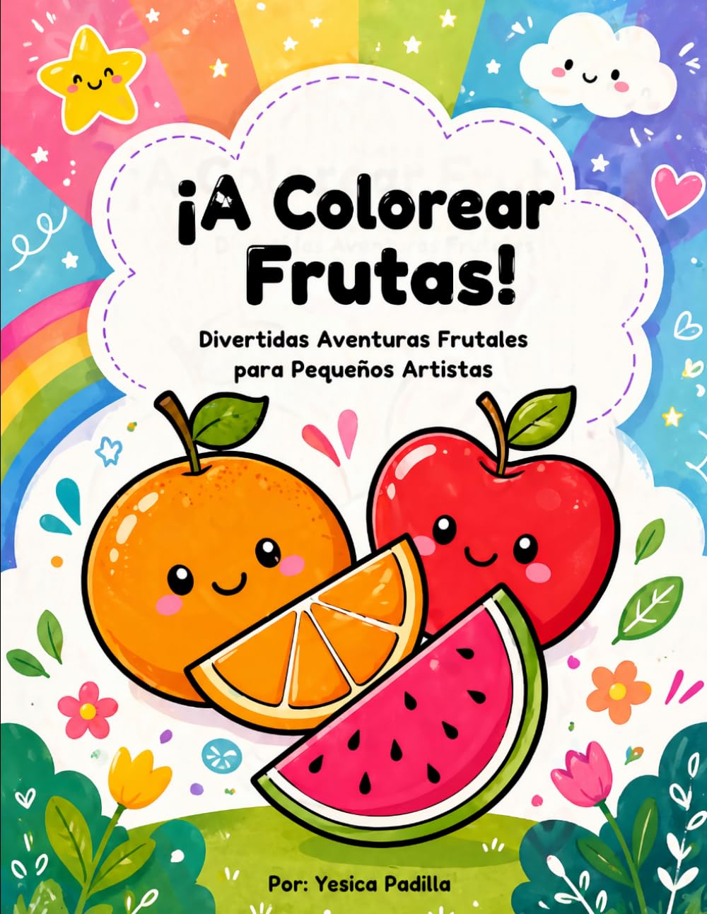 ¡A Colorear Frutas!: Divertidas aventuras frutales: Libro de colorear para niños y niñas