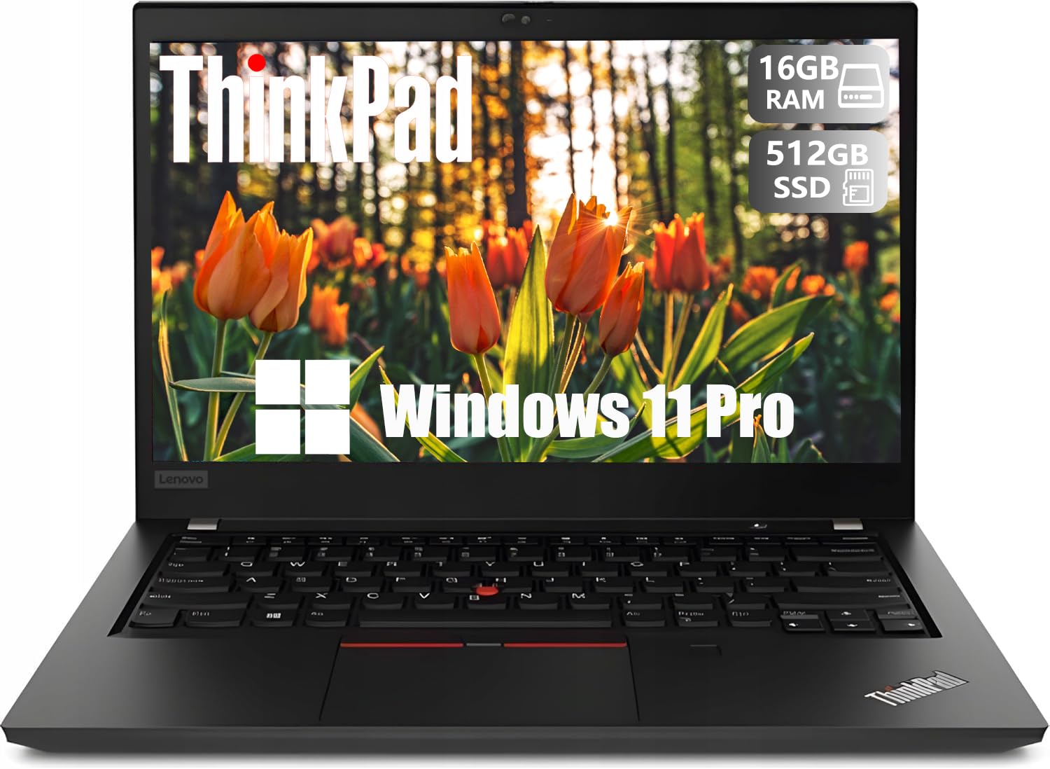 Lenovo Thinkpad T490 Business Laptop Notebook, 14" (1366x768), Intel Core i5-8365U, 16 GB RAM, SSD da 512GB, tastiera US QWERTY, Windows 11 Pro (ricondizionato)