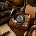Nautical Ross London Brass Round Pocket Compass Marine Navigational Royal Device Gift Item gallery image