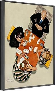 UdaCa Bridge Game, 1948 by Norman Wall Art Rockwell Vintage Wall Decoration Famous Oil Paintings for Living Room Classic Artwork Pictures Home Decor Ready to Hang Framed Black 12x16inch(30x40cm)