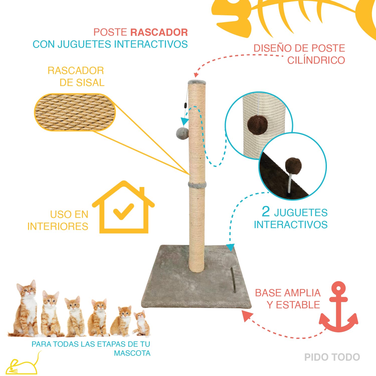 Scratching Post with Toy Ball 32x16x16 in, Sturdy Sisal Tree with a Dangling Pet Toy Ball, Sisal Rope Pilar Scratch Resistant, Scratching Pets Toy for Indoor Cats, Sisal Rope Pilar Scratch Resistant