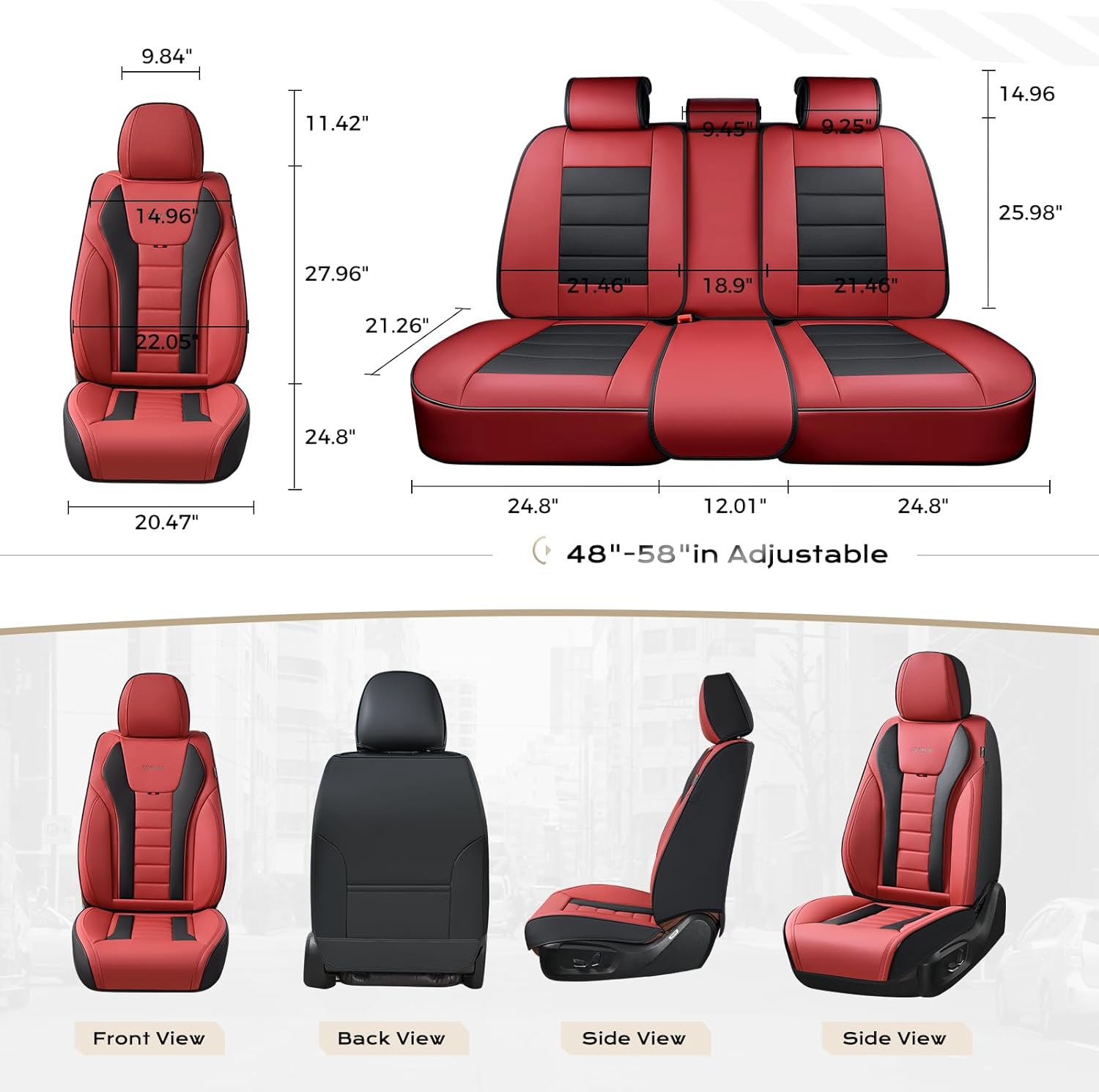Coverado Car Seat Covers, Front Covers for Cars, Car Seat Cover Front Seats, Automotive Seat Cover, Waterproof, Leather Car Seat Cushion, Universal Interior Covers Seat Protectors for Most Cars