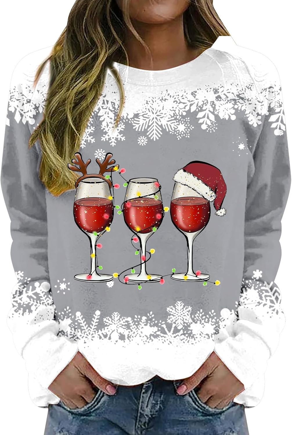 Plus Size Christmas Sweatshirt for Women Xmas Tree Bow Print Christmas Sweater Holiday Pullover Blouse