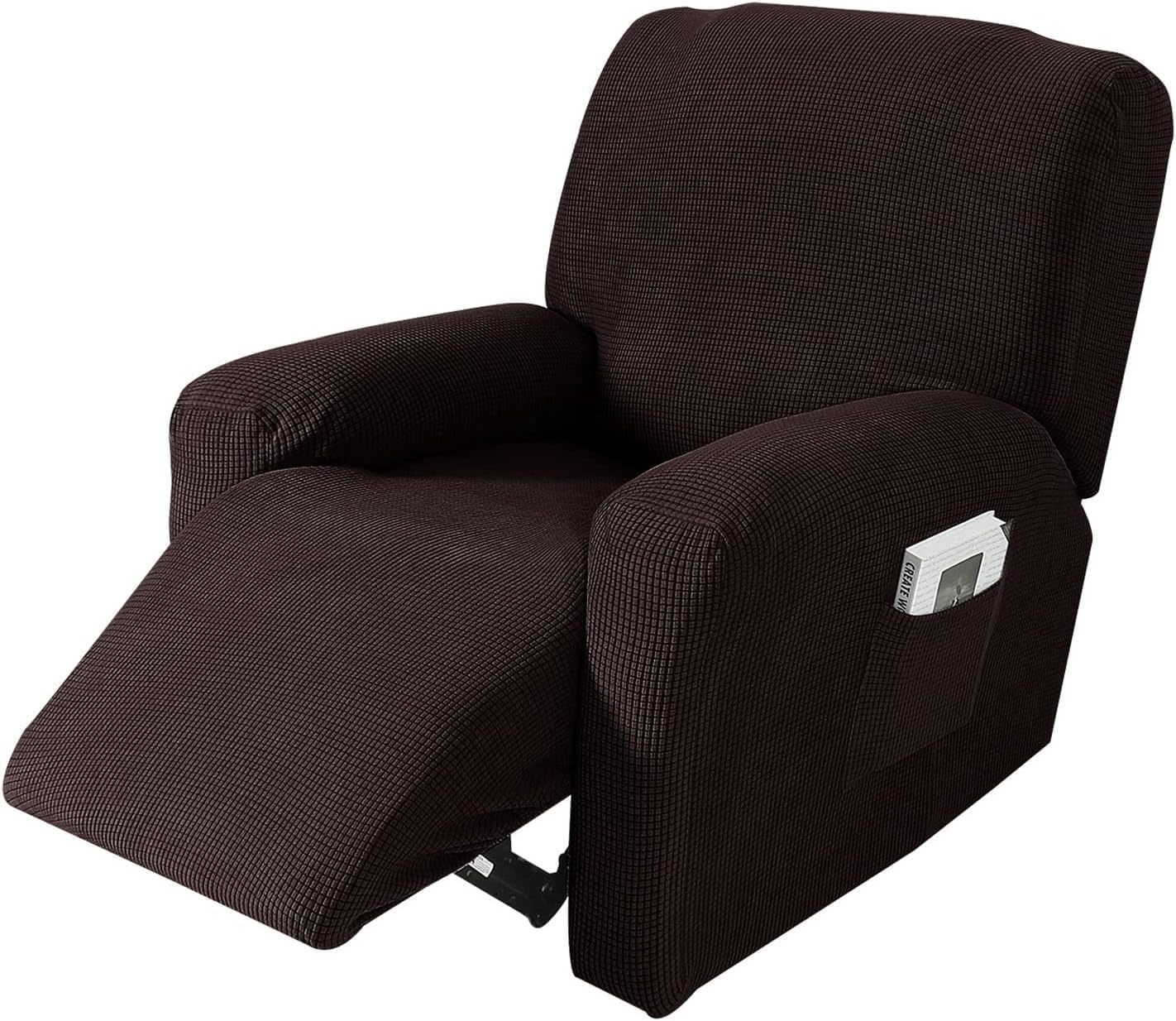 Recliner Chair Cover 4 Piece,Polyester Stretch Recliner Slipcover,Furniture Protector,Sofa Protector Washable (E)