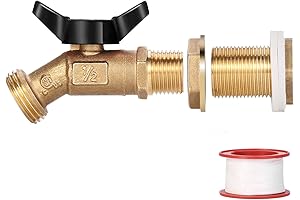 Wadeo Brass Rain Barrel Spigot - Reliable Quarter Turn Ball Valve with Bulkhead Fitting