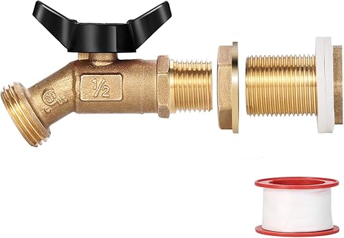 Miniatura 8 de WADEO Espiga de válvula de bola de cuarto de vuelta de barril de lluvia de latón con montaje de mamparo