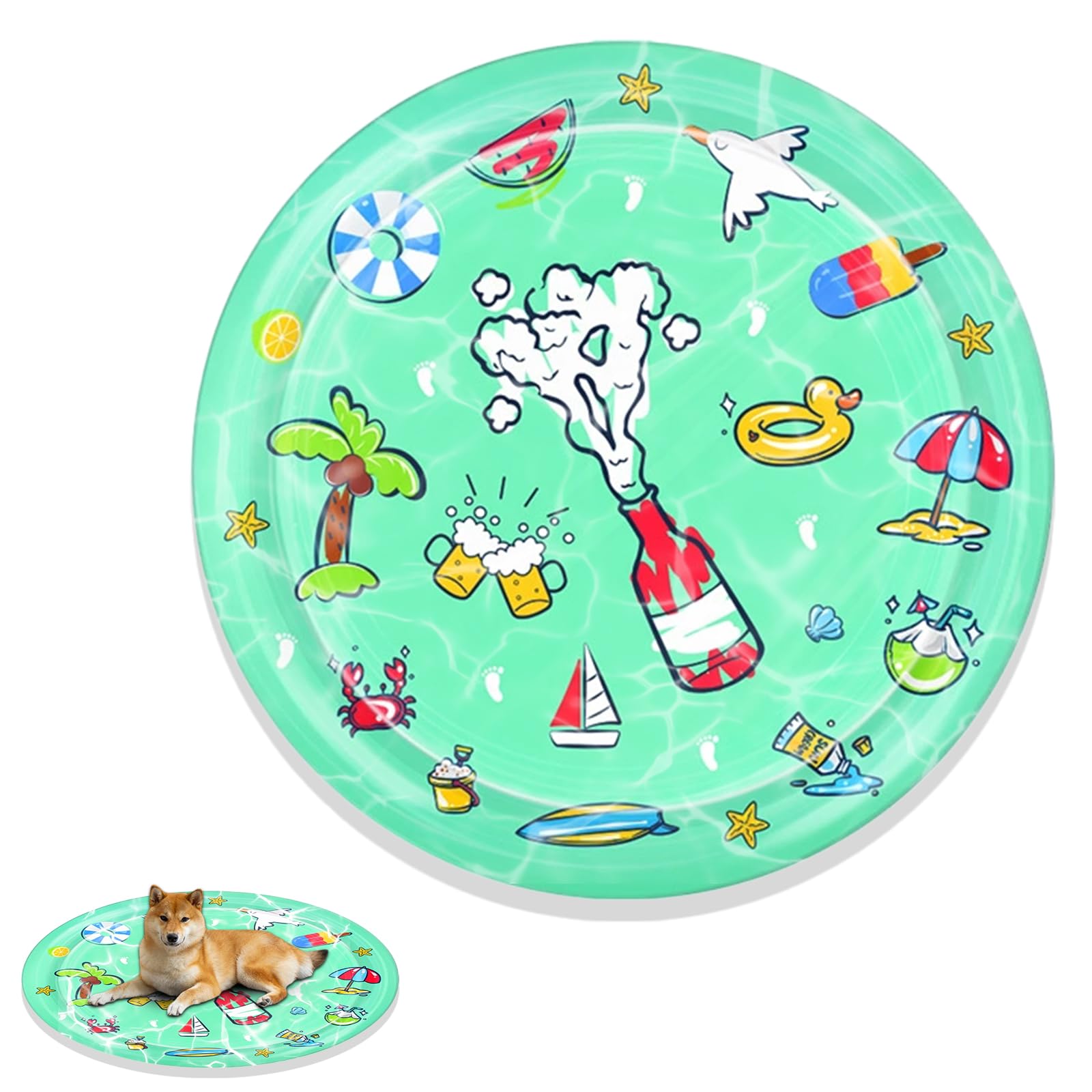 Valicaer Water Sensory Mat for Pets,Interactive Water Play Mat for Cats and Dogs,Thickened Inflatable Sensor Play,Ideal Dog Cooling for Hot Days (Medium)