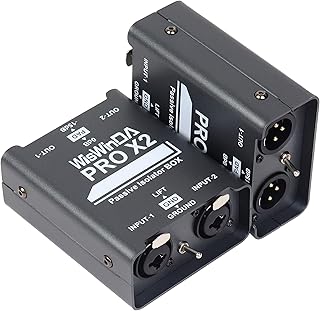 2Channels XLR/TS/TRS Passive Hum Eliminator Box for Audio Equipments Ground Loop Isolator Noise Filter for Different Audio Systems Using (WDISO-Pro X2)