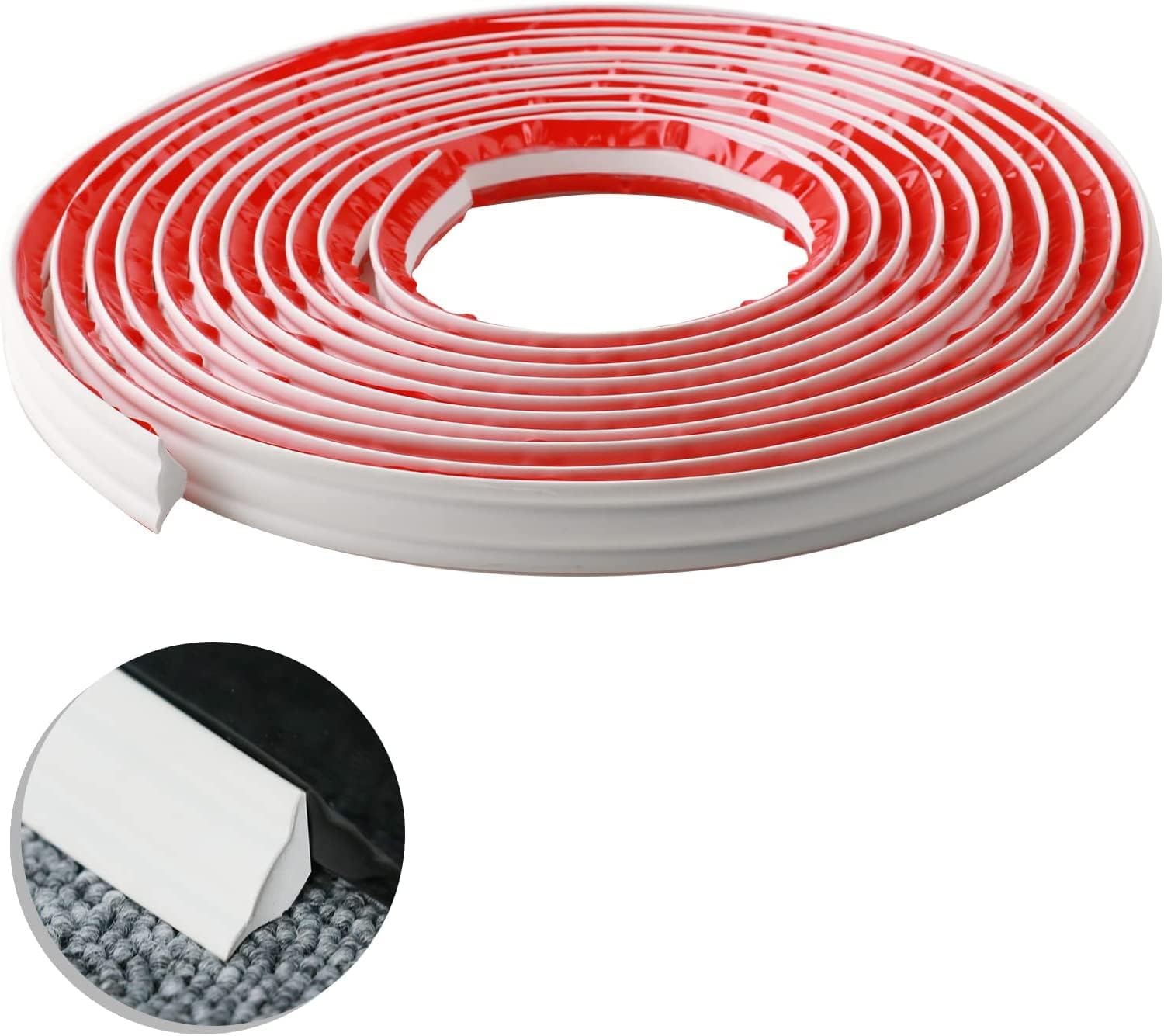 Jaspond PVC Quadrant Trim, 5 Meters Flexible Molding Trim Self Adhesive, Skirting BoardCaulk