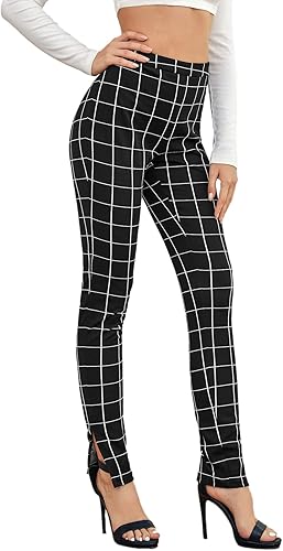 Miniatura 4 de SweatyRocks Leggings ajustados casuales para mujer, pantalones de trabajo elásticos de cintura alta