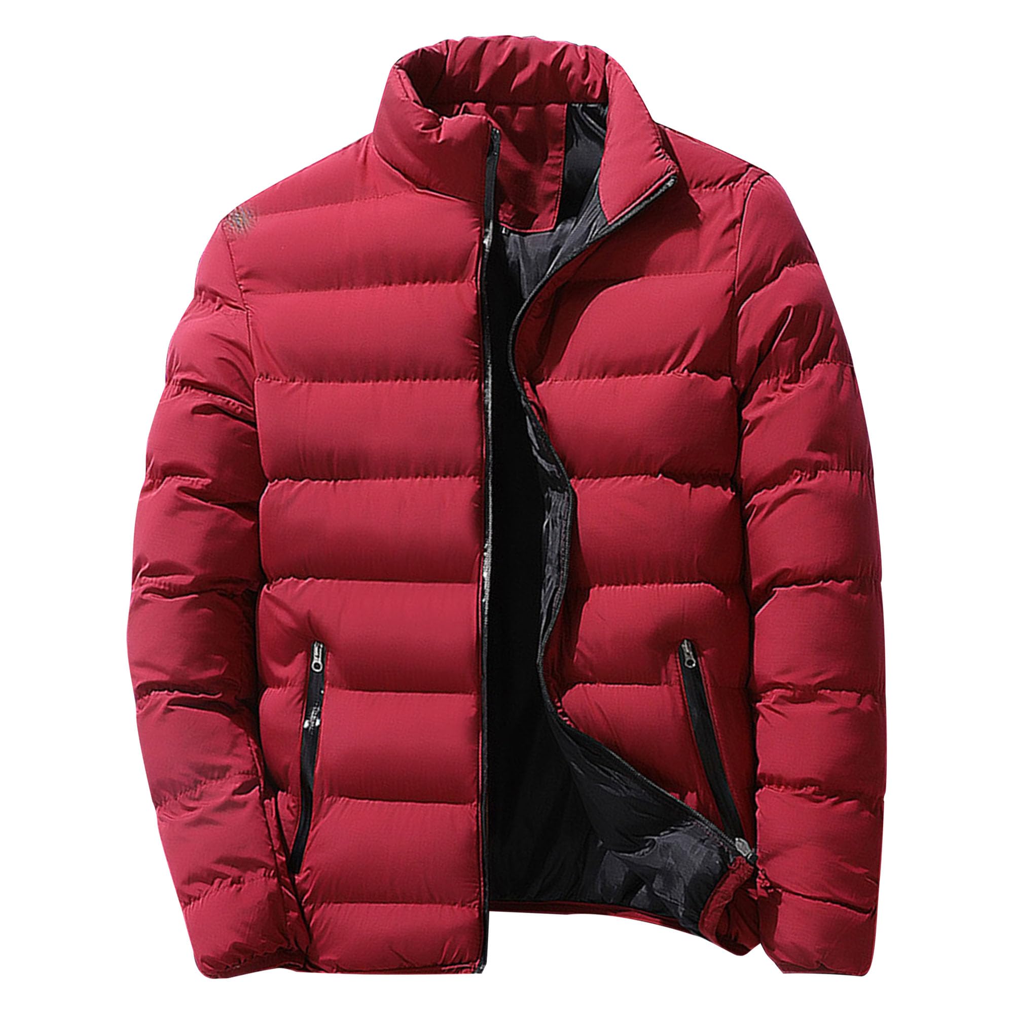 Maiyifu-GJ Mens Winter Down Coats Lightweight Warm Waterproof Thicken Jacket Winter Hiking Outerwear Red X-Large