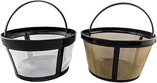 NRP 2-pack Solid Bottom Permanent Coffee Filter Replacement for Mr coffee & Most 10-12 cup Coffeemakers | Gold-tone and Nylon