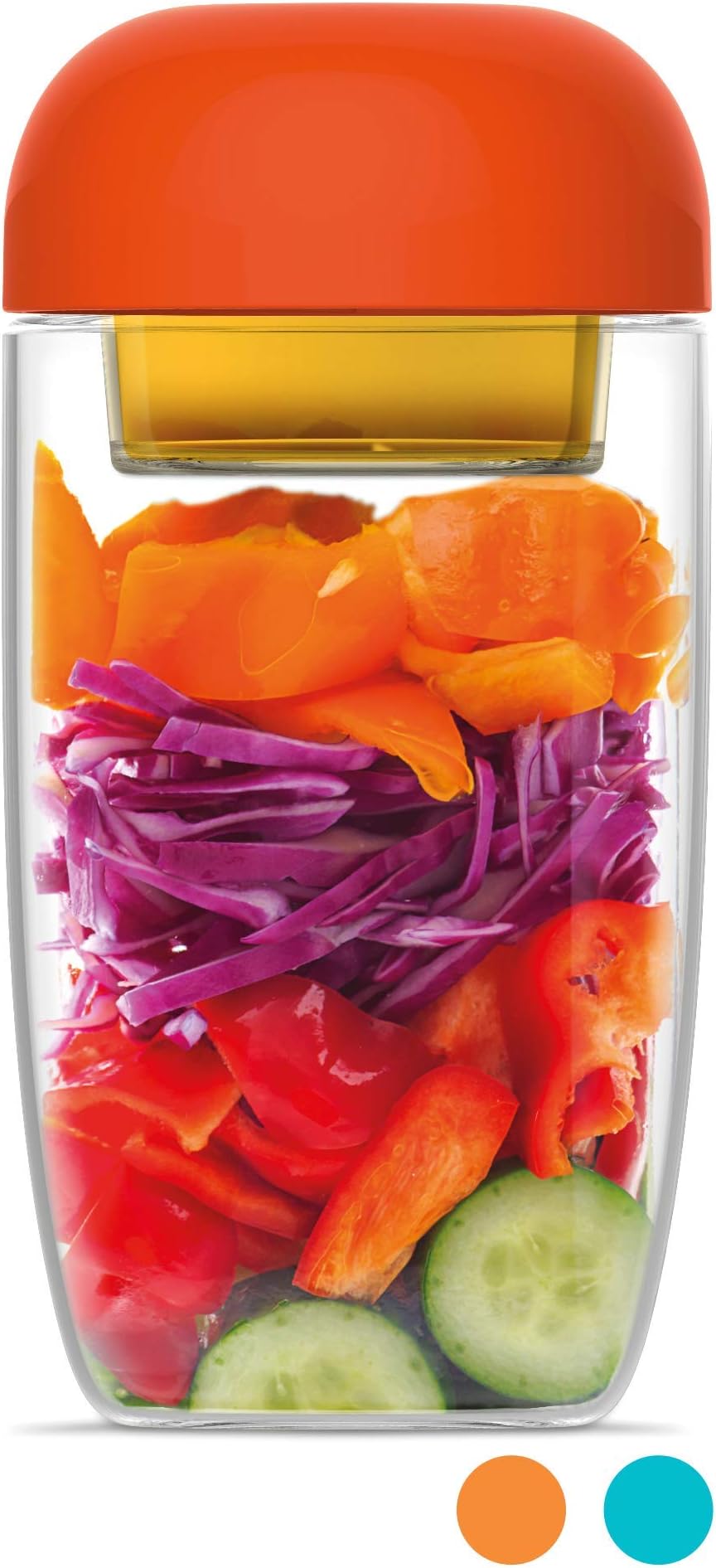 ClipFresh CFIB9307O Airtight BPA-Free Salad Shaker with Locking Lid, Plastic, Orange