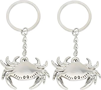 2PCS Crab Keychain Bag Charms Cute Metal Animal Crab Key Chain Ring Gifts for Handbag Purse Men Women Boys Girls