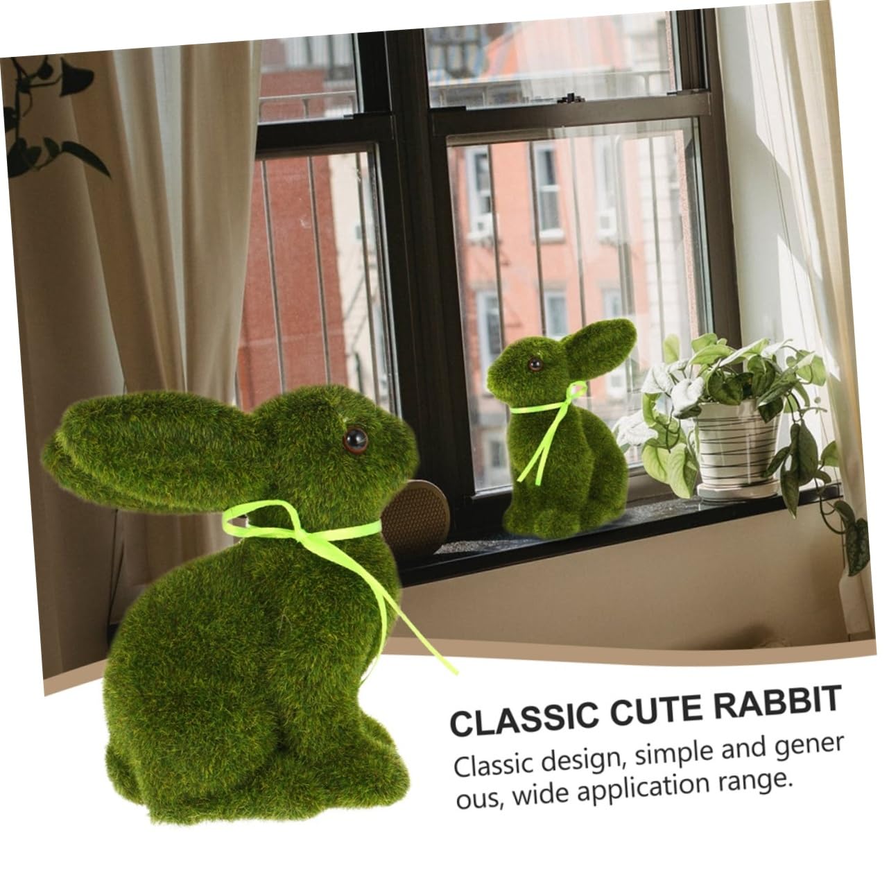 4 Pezzi Coniglietto Flockato Verde per Decorazioni Pasquali, Coniglio Artificiale in Schiuma, Design Creativo e Realistico per Lavori Manuali e Tavolo da Festa