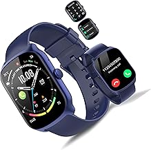 Women's Men's Smart Watch with Bluetooth Calling, 1.95 Inch HD Curved Screen Smartwatch Pedometer/Sleep/Heart Rate Monitor, Sports Watch with 110+ Sports Modes, IP68 Waterproof Smart Watch, Blue
