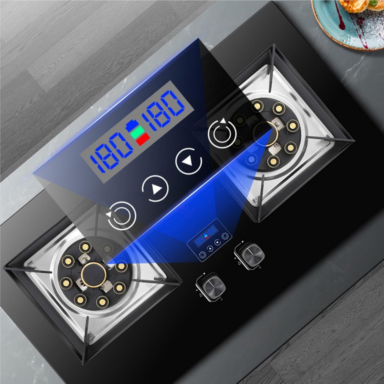 Tabletop/built-in Gas Stove,17760 BTU LPG/NG Tempered Glass Gas Cooktop 2 Burners,Flameout Protection,Suitable for Home and Commercial Use (Size : LPG)