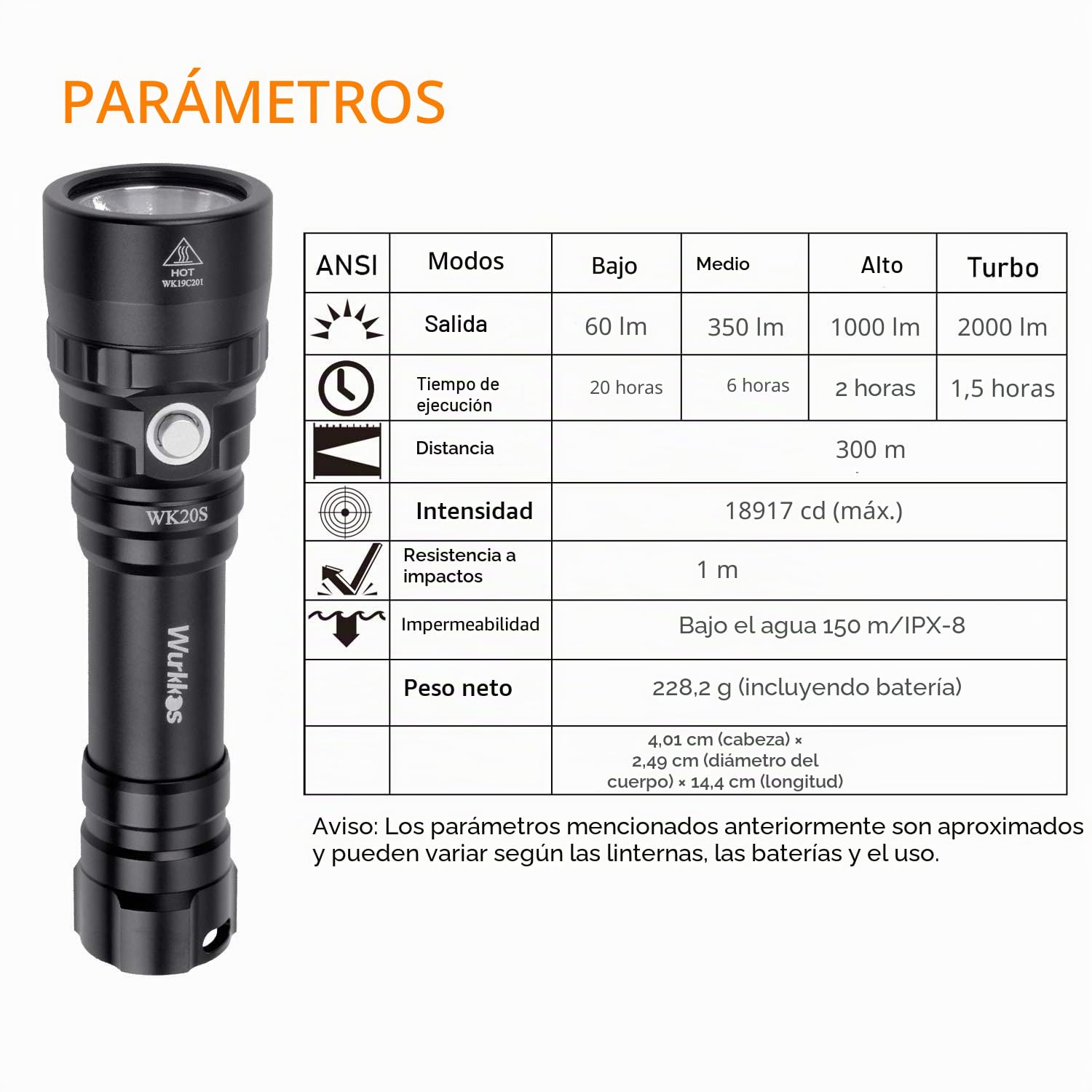 Wurkkos Linterna de Buceo,Potente luz de Buceo Recargable con SST40 de 2000 lumenes de Potencia, Sumergible hasta 100 Metros a Prueba de Agua,Impermeable IPX-8,Linterna Sumergible LED