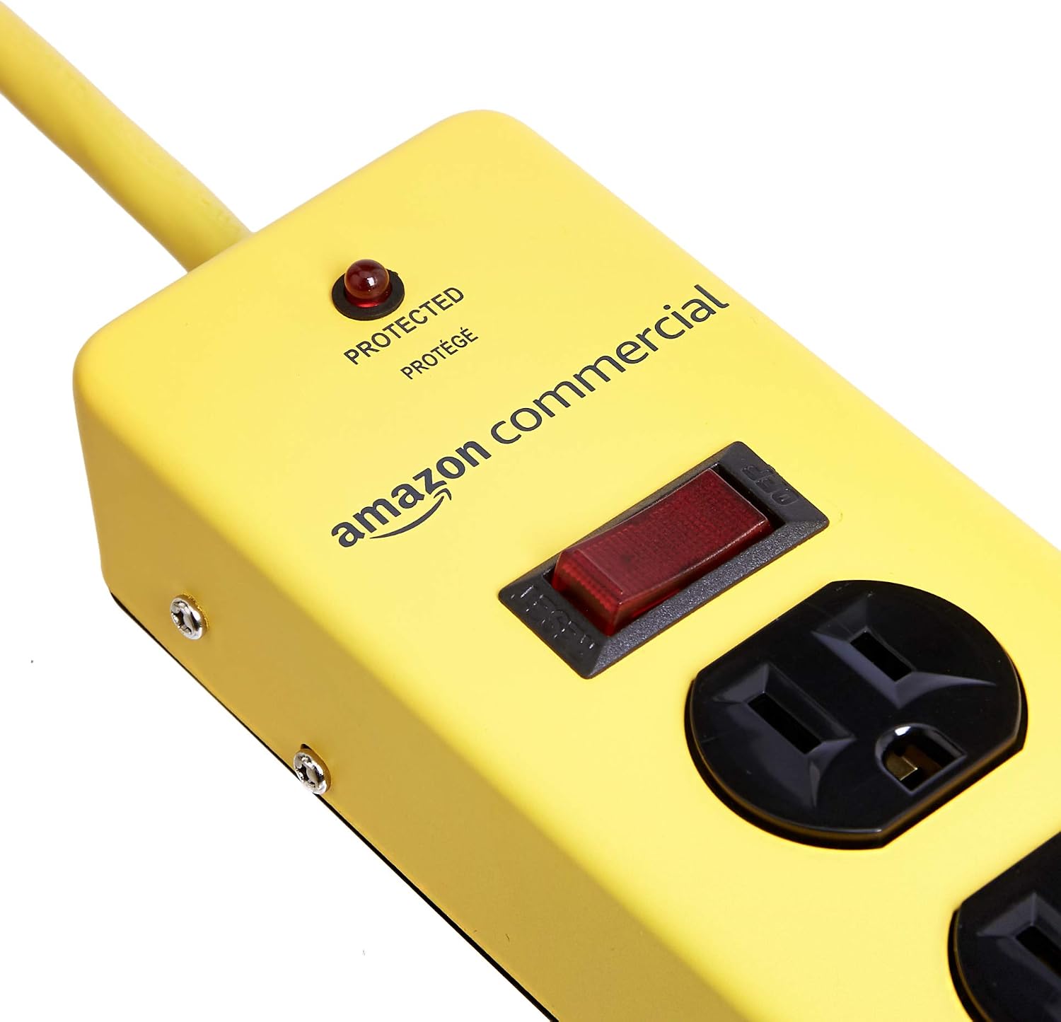 AmazonCommercial Heavy Duty Metal Surge Protector Power Strip, 6 PACK, Yellow