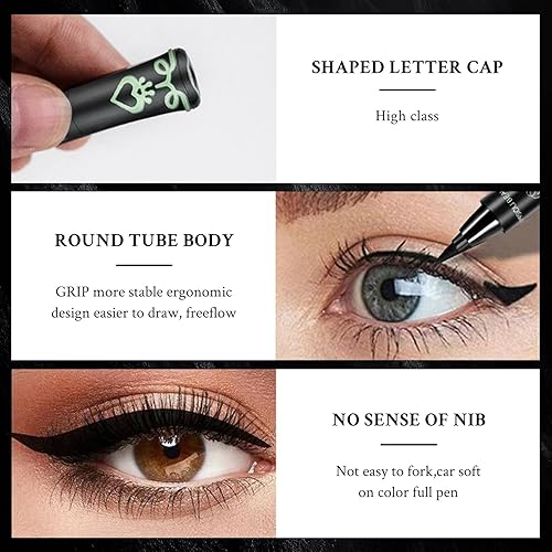 Miniatura 4 de HOSAILY Sello delineador de ojos, doble cara 2 en 1, bolígrafo con alas de ojo de gato, lápiz delineador de ojos, impermeable y de larga duración,