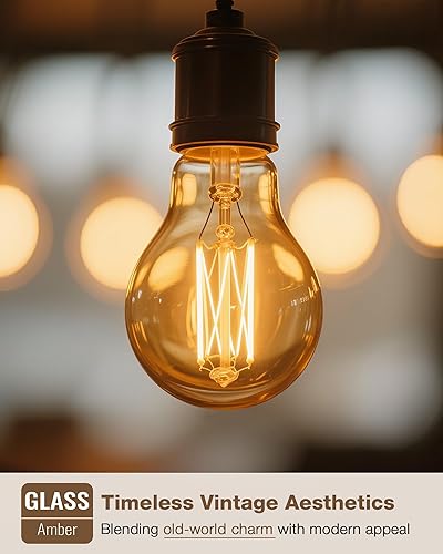 Miniatura 7 de Bombillas ámbar A19 E26 de 2200 K suaves y cálidas, bombillas LED Edison vintage equivalentes a 60 vatios, regulables estilo antiguo antiguo de 60 W