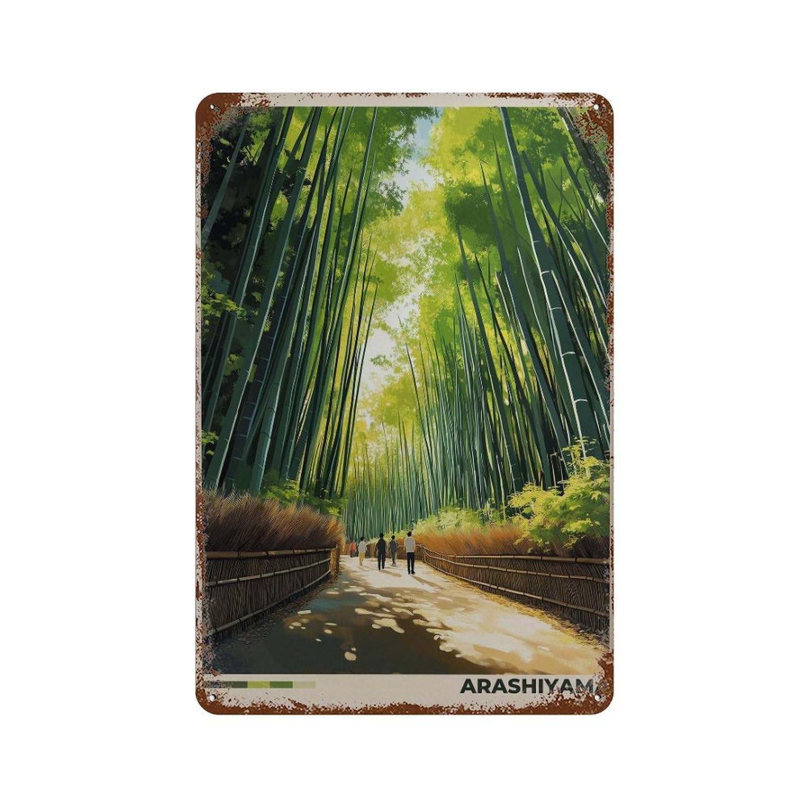xiaoxiaoshen Arashiyama Bamboo Forest Kyoto Japan Travel Wall Decor Art Metal Tin Poster Modern Home Decor Art Home Bar Shop Decorations Vintage Sign 30x20cm