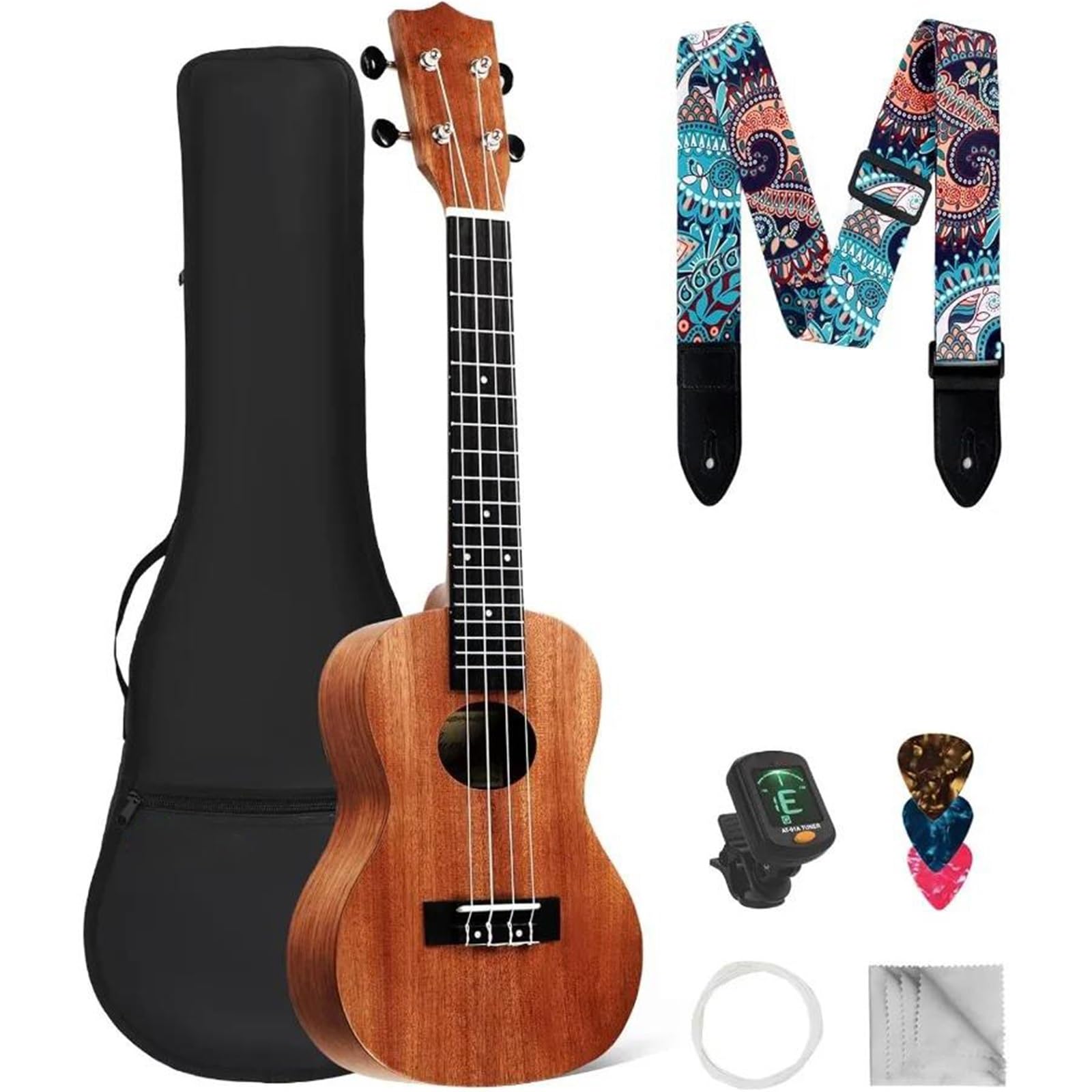 Ukulele Ukulele In Mogano Da 23 Pollici Per Adulti Principianti Include Custodia Accordatore Digitale Corde Di Ricambio E Plettri Chitarra