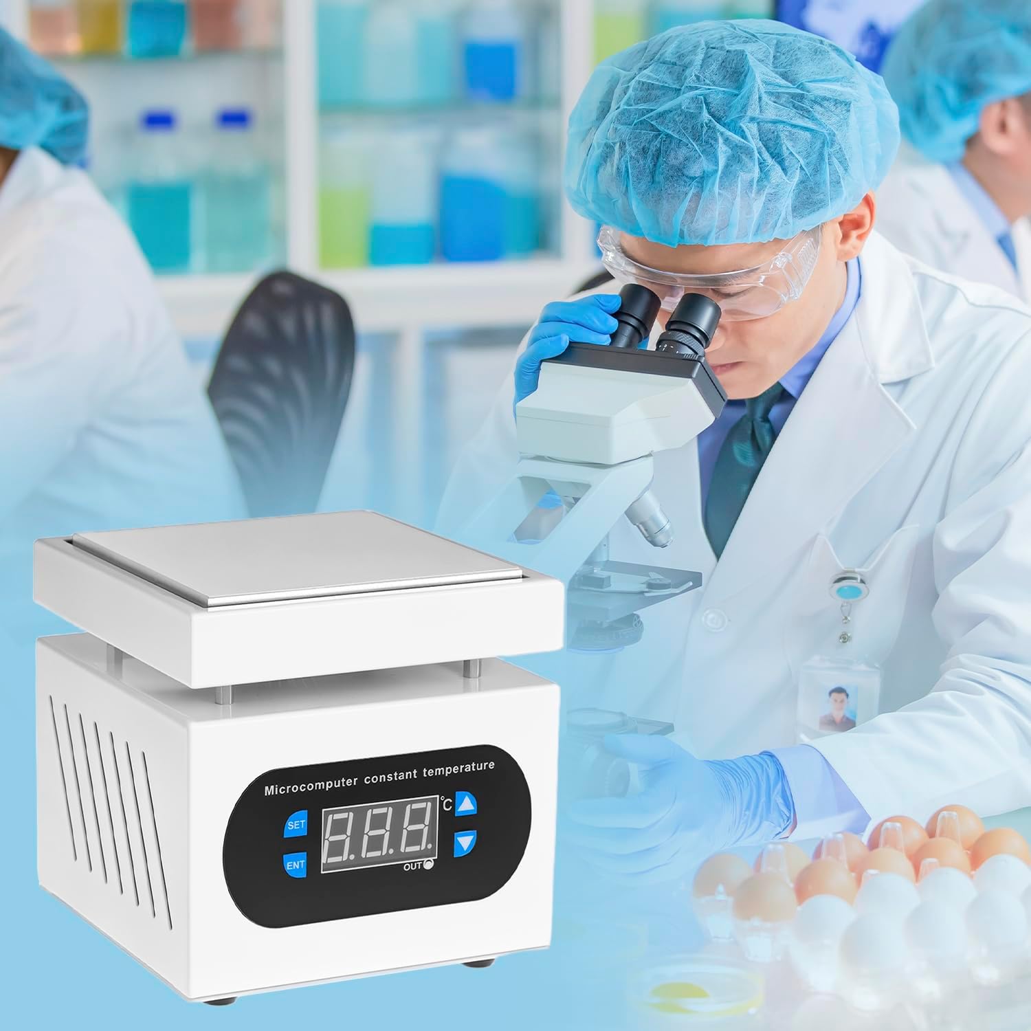 QWORK Soldering Hot Plate, 110V 360W Soldering Station with Digital Display –Electric Preheat Rework Heater Lab for Precision Heating (30°C to 400°C)