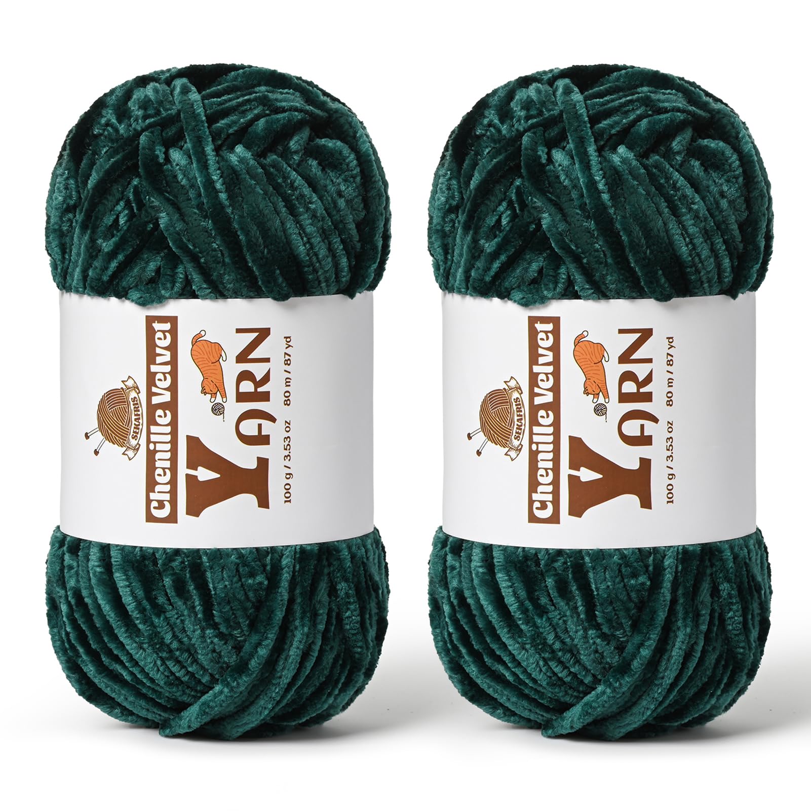 Chenille Crochet Army Green Yarn 2 Pack