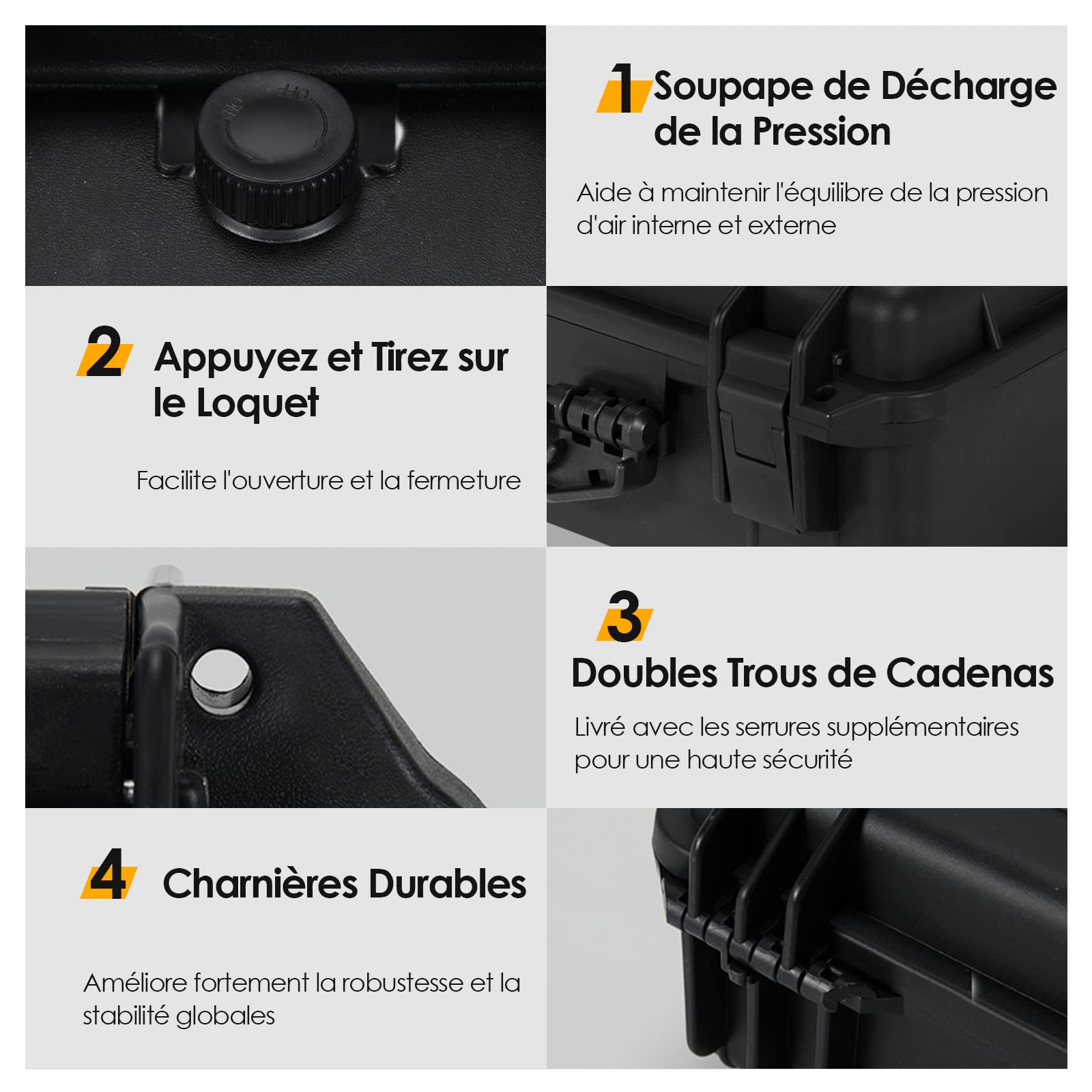 GOPLUS Valise Étanche Appareil Photo Coffret de Protection Universel Caméra, avec Mousse Alvéolée et Loquets à Pression, pour Drone, Appareil Photo (34 x 31 x 16 cm)